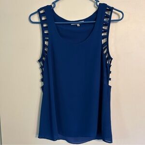Naked Zebra Royal Blue Cutout Tank Top Size Small Sheer Lined